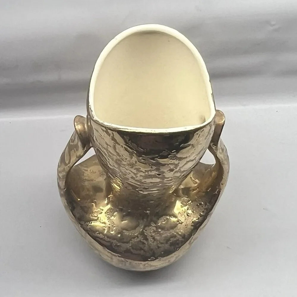 24k Weeping Gold Double Handled 9” Vase ~ Made In USA